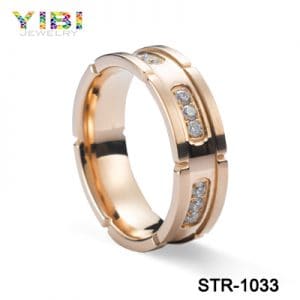 Rose gold plated surgical stainless steel cz jewelry