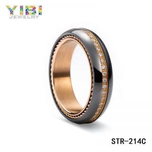 Surgical stainless steel cubic zirconia ring with plated