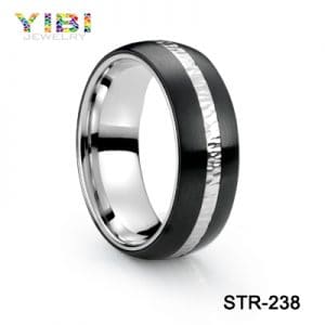 Black plated brushed stainless steel ring