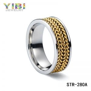 316L Stainless Steel Ring With Gold Plated