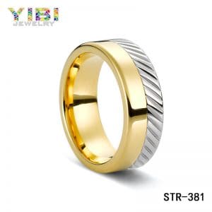 Stainless steel wedding rings with gold plated