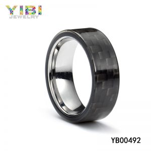 Stainless steel carbon fiber ring, men wedding band