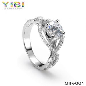 Women Brass Wedding Ring Jewelry with CZ Inlay