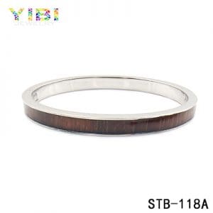 Wood Inlay Stainless Steel Bangle
