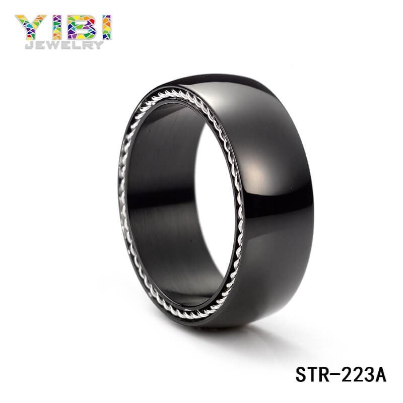 fashion black stainless steel rings wholesale