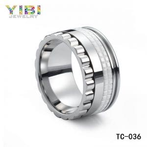 Antique style men tungsten engagement rings