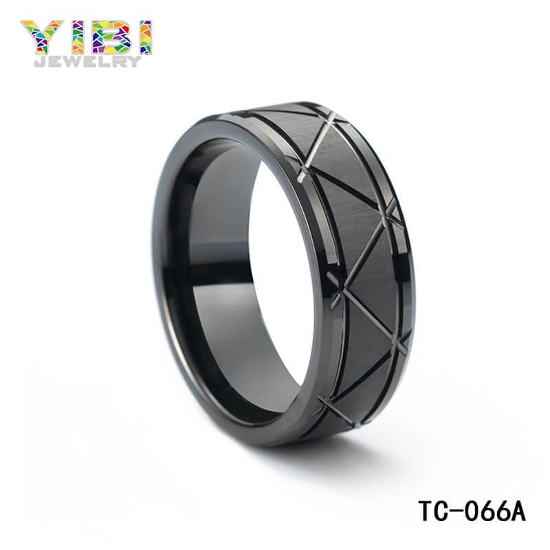 Custom black tungsten wedding bands, metal jewelry manufacturers