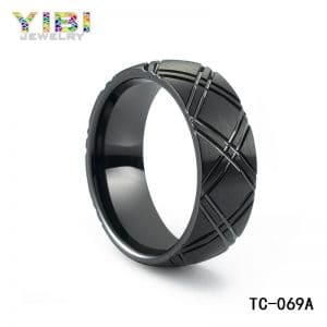 Men black tungsten engagement rings