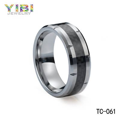 Custom tungsten carbon fiber ring,  wholesale custom jewelry manufacturer