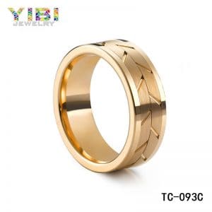 Unique tungsten wedding bands with gold plated