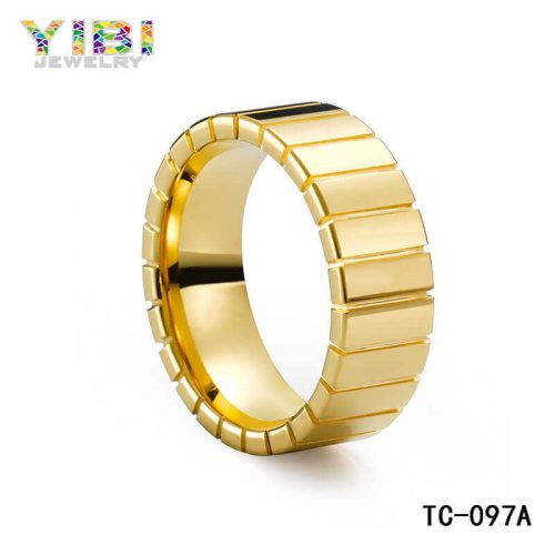 Gold Plated Tungsten Carbide Men Wedding Rings
