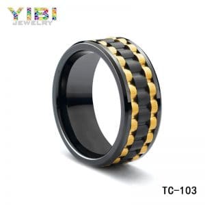 Black men’s tungsten rings with gold plated