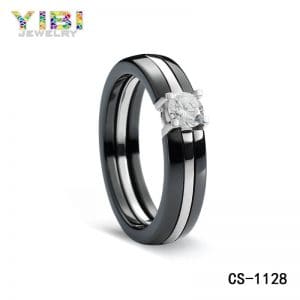 High quality ceramic rings with cubic zirconia inlaid