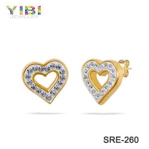 Heart-shaped fashion earrings with gold plated