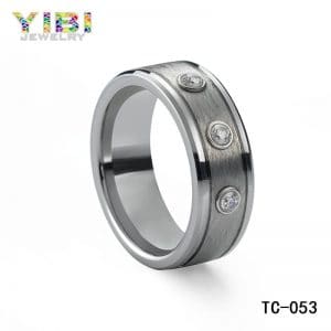 Popular Men Brushed Tungsten CZ Engagement Ring