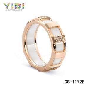 Rose gold plated high-tech ceramic brass jewelry with cz inlay