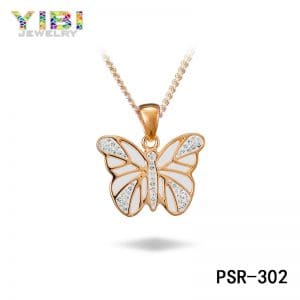 Rose gold plated brass butterfly jewellery with cz inlay