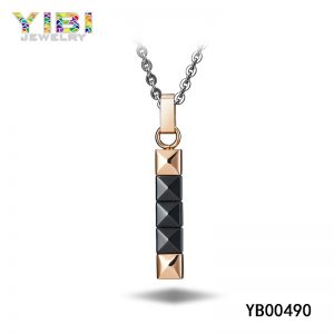 Rose gold plated men surgical steel necklace
