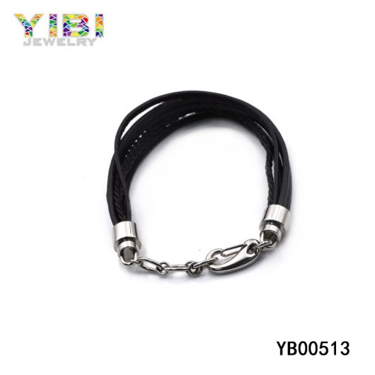 Surgical Steel Leather Bracelet supplier