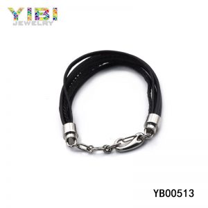 Surgical Steel Leather Bracelet
