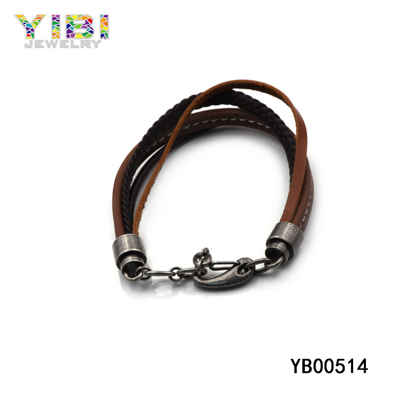 Stainless Steel Leather Bracelet