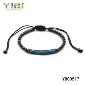 Men’s adjustable black bead bracelets with turquoise inlay