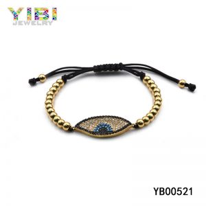 Women gold plated beaded bracelets with gemstone inlay