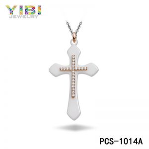 white ceramic cross necklace