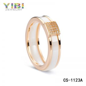 Rose gold plated ceramic silver jewelry with cz inlay