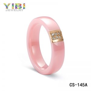 Rose Gold Plated Silver Pink Ceramic CZ Jewelry