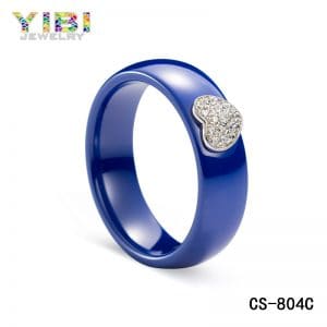 Blue contemporary ceramic jewellery with cz inlay