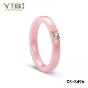 Rose gold plating pink ceramic cubic zirconia jewelry