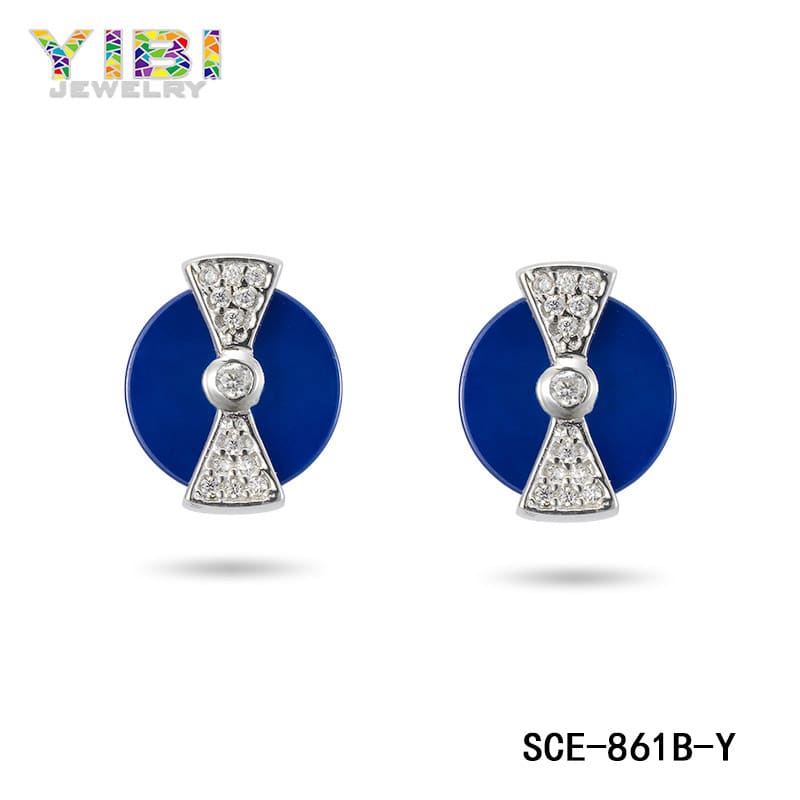 High quality ceramic cubic zirconia stud earrings