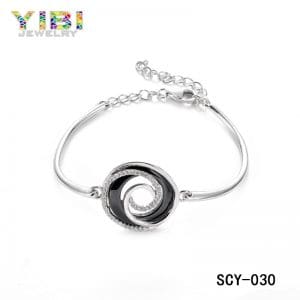 Classic ladies silver bracelet with high-tech ceramic