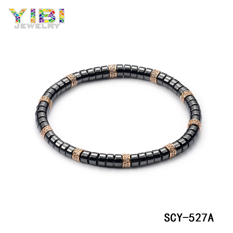 high-tech ceramic silver stretch bracelet