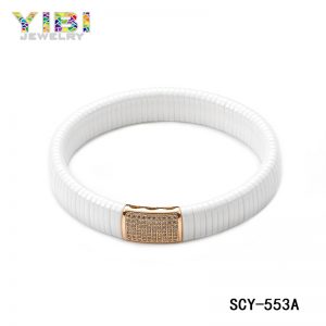 High-tech white ceramic bracelet with rose gold plated