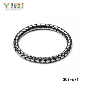 Modern high-tech black ceramic silver jewelry bracelet