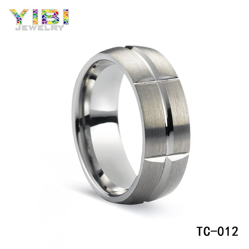 Brushed tungsten men wedding bands