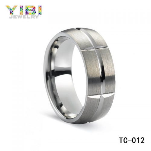 brushed tungsten men wedding bands