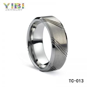 Unique men brushed tungsten carbide wedding bands