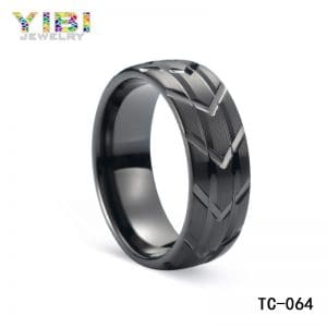 Matte black tungsten wedding bands