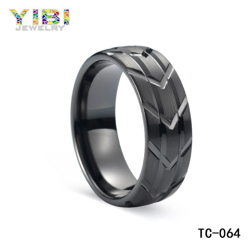 Matte black tungsten wedding bands