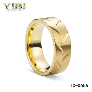 Gold plated men brushed tungsten wedding rings