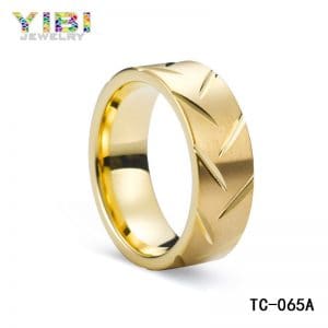 Gold plated men brushed wedding rings