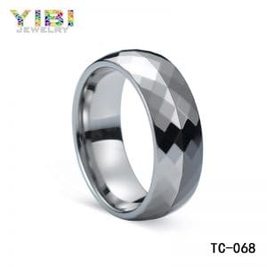Faceted tungsten wedding bands