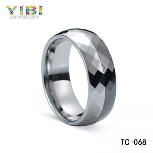 Modern men faceted tungsten wedding bands