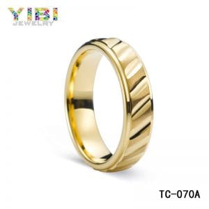 Gold plated tungsten carbide wedding bands with brushed