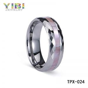 shell inlay tungsten wedding bands