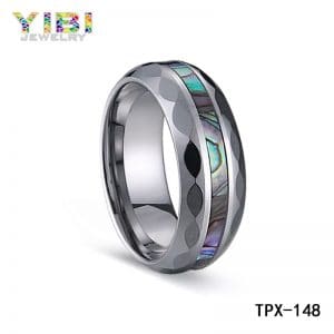 abalone shell inlay tungsten carbide wedding rings
