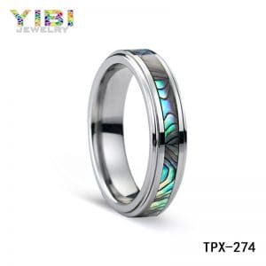 abalone shell inlay tungsten wedding rings